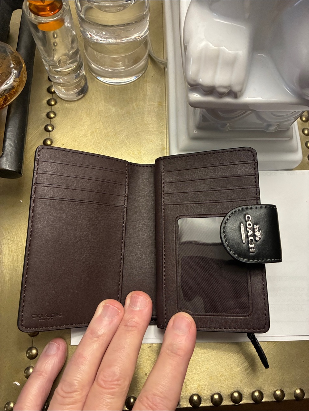 Coach Black Leather Wallet with Silver Star Accents - Picture 2 of 3